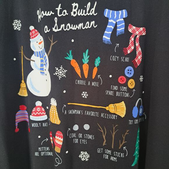 Joy Spun Black "How To Build A Snowman" Sleep Shirt Women's Plus 3X - Picture 2 of 5
